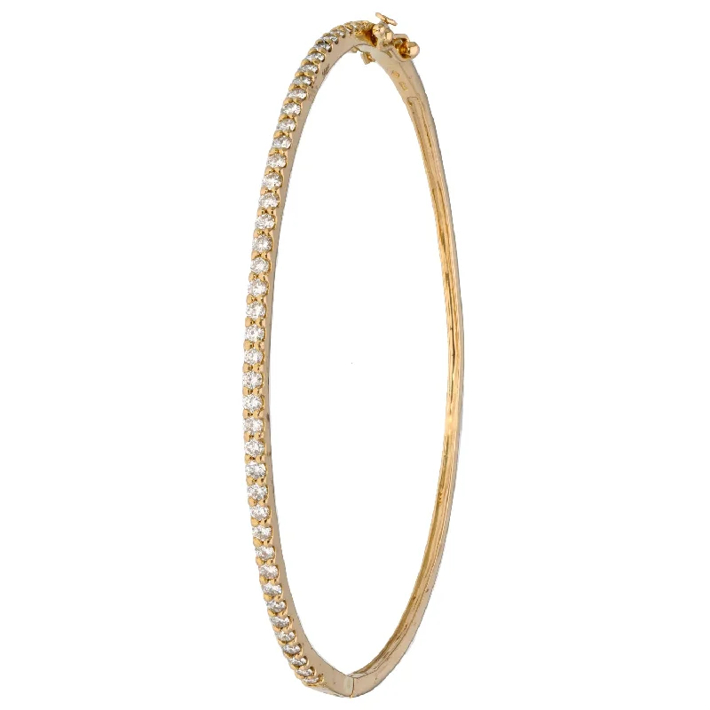 Classic Bangle Set for Bridesmaids with Pearls-18ct Gold 0.82ct Diamond Hinged/Clasp Bangle