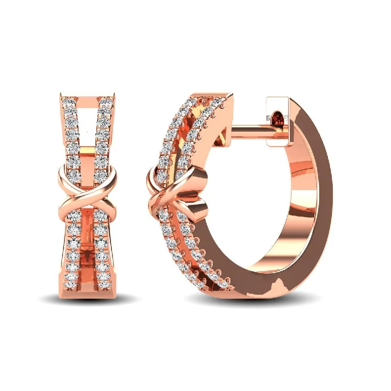 Dazzling Earrings for Parties-10K Rose Gold 1/6 Ct.Tw. Diamond Hoop Earrings