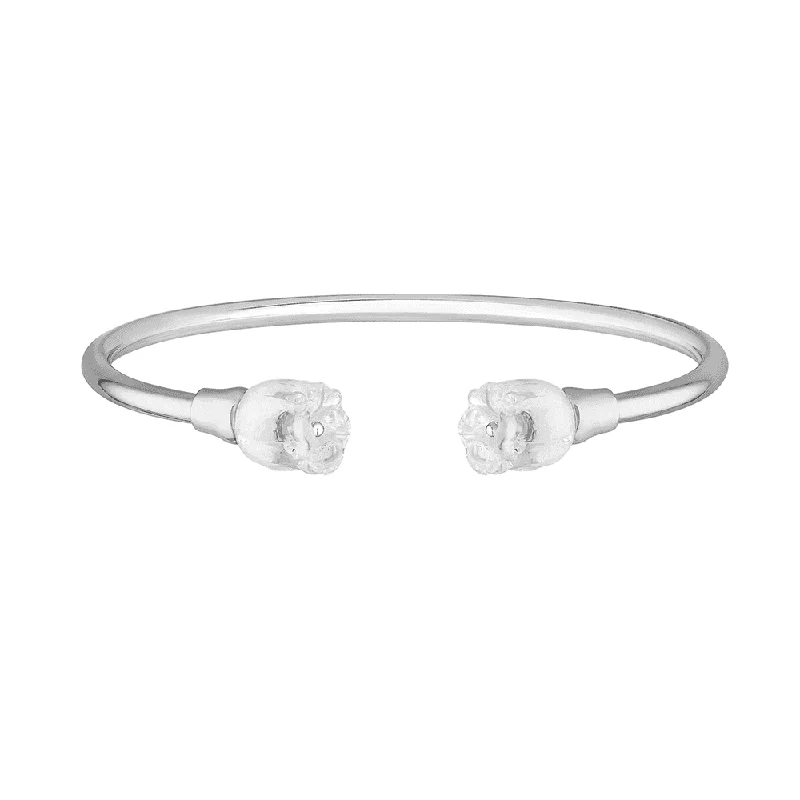 Custom Bangles for Special Occasions with Initials-Sterling Silver Muguet Clear Crystal Flexible Bangle