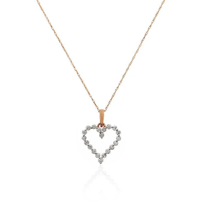 Unique Gemstone Necklace with Pendant-Diamond Heart Pendant Necklace (14K).