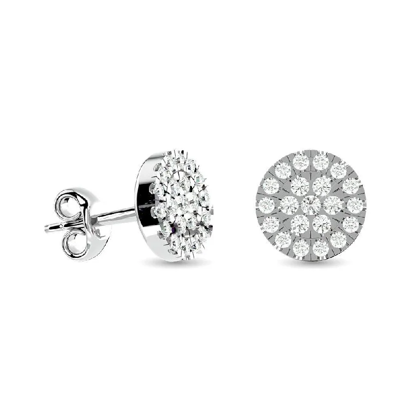 Rose Gold Earrings for Brides-Diamond Stud earrings 1/3 ct tw in 10K White Gold