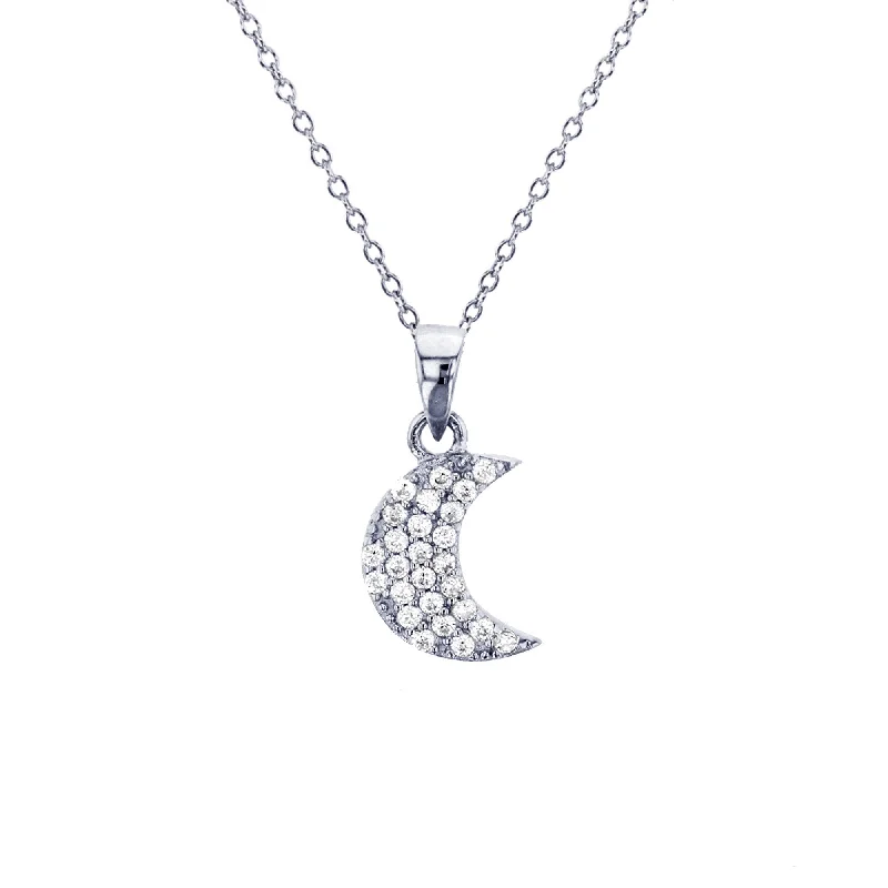 Elegant Gold Necklace with Round Pendant-Moon Necklace (Silver)