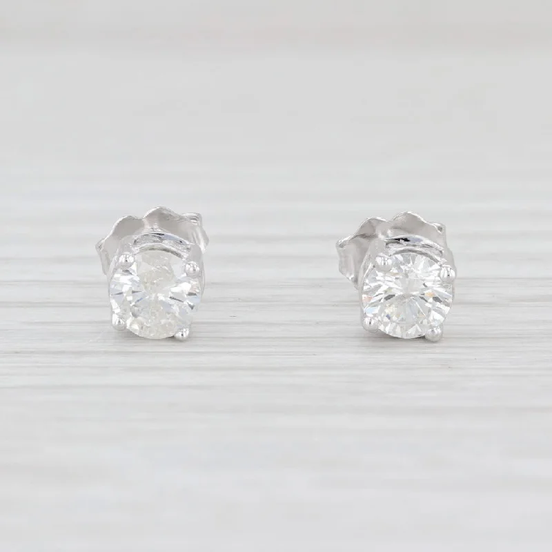 Stylish Silver Cuff Earrings-1.25ctw Diamond Stud Earrings 14k White Gold Round Brilliant Studs