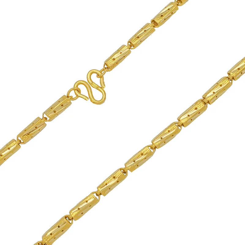 Designer Gold Necklace for Wedding Day-Diamond Cut Barrel Chain (24K)