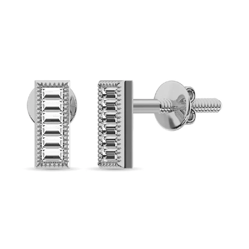 Modern Earrings for Women-Diamond 1/20 Ct.Tw. Fashion Earrings in 10K White Gold