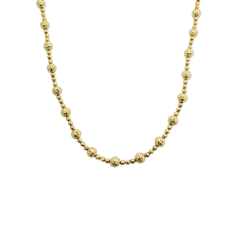 Statement Necklace with Large Gemstones-Disco Beads Necklace (14K)