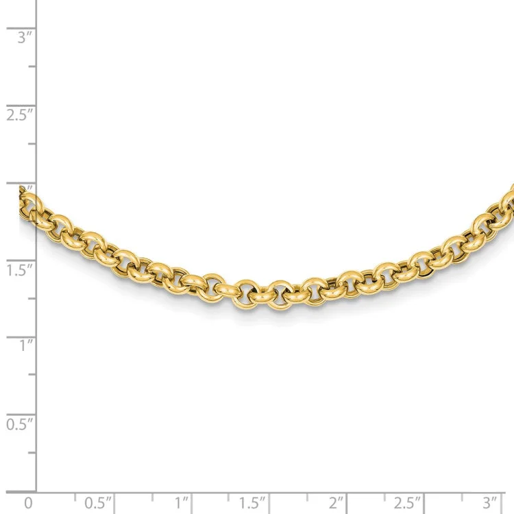 Elegant Diamond Necklace for Weddings-14k 18in 5mm Polished Fancy Rolo Link Necklace