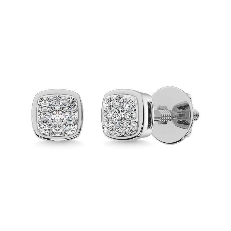 Elegant Diamond Earrings-14K White Gold 1/5 Ctw Diamond Square Flower Earrings