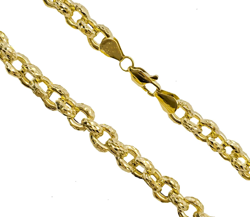 Luxury Crystal Necklace with Gold Accents-Fancy Textured Cable Chain (14K)