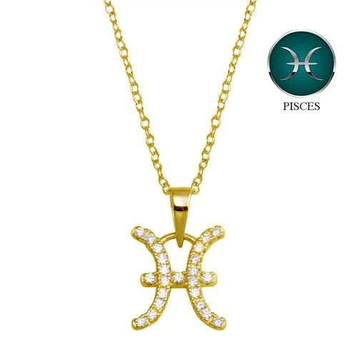 Fashionable Necklace with Charms for Teenagers-Pisces Necklace in Gold