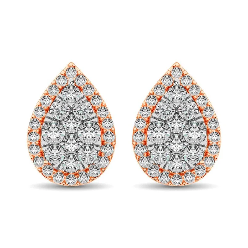 Unique Bridal Earrings-Diamond 3/4 ct tw Pear Shape Fashion Earrings in 14K Rose Gold