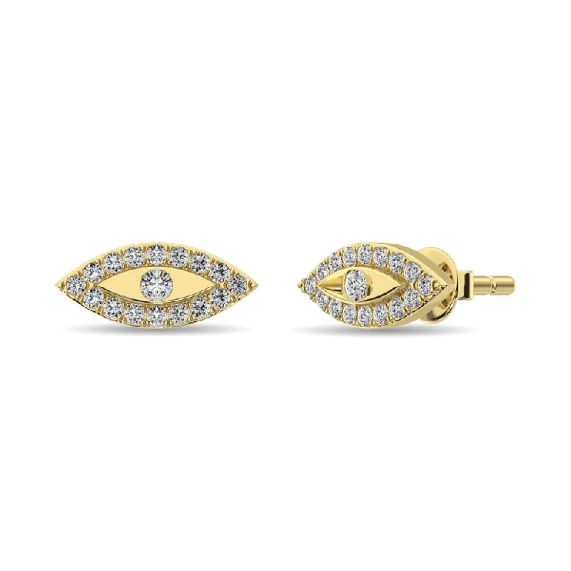 Elegant Pearl Stud Earrings-Diamond 1/6 ct tw Round Cut Fashion Earrings in 10K Yellow Gold