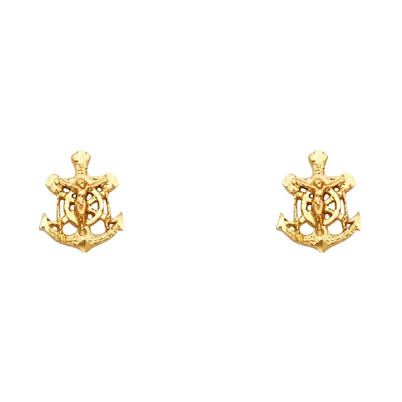 Chic Beaded Earrings-14KY Anchor Post Earrings