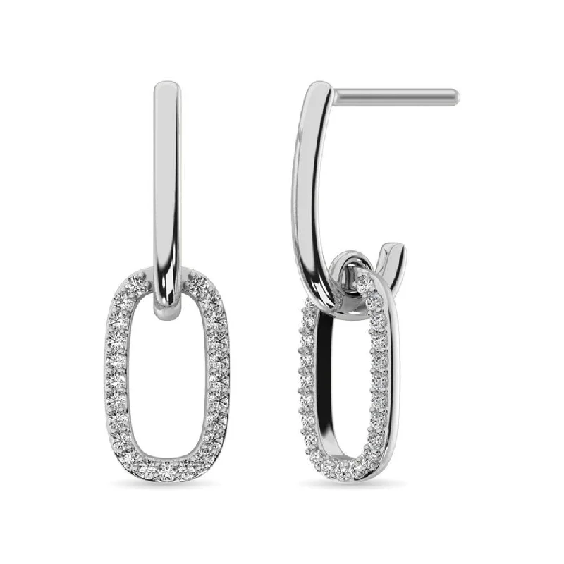 Elegant Dangle Earrings-Diamond Fashion Earrings 1/5 ct tw in 14K White Gold