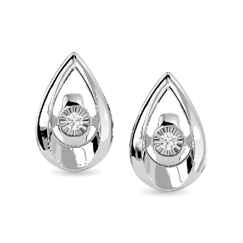 Sparkling Gemstone Drop Earrings-Diamond Fashion Earrings 1/20 ct tw in Sterling Silver