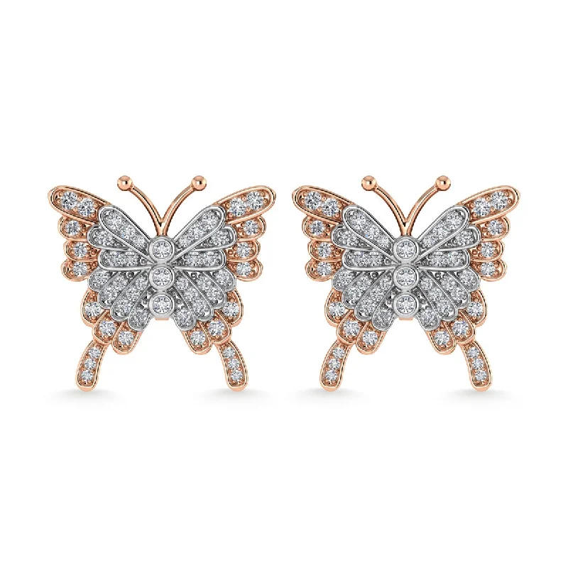 Statement Earrings with Gems-Diamond 1/3 Ct.Tw. Heart Earrings in 10K Two Tone