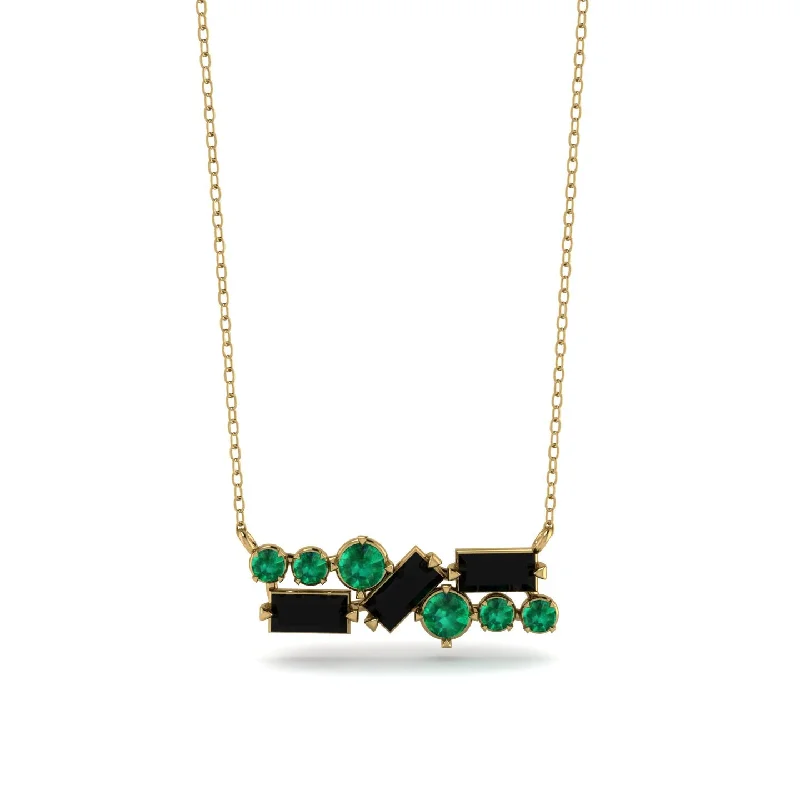 Classic Emerald Necklace for Weddings-Black Diamond Baguette Necklace Mix - Kinley No. 34