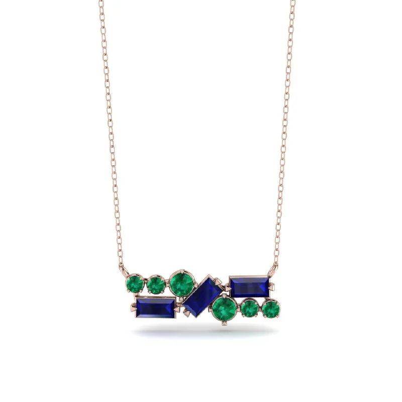 Classic Gold Necklace for Formal Wear-Sapphire Baguette Necklace Mix - Kinley No. 65