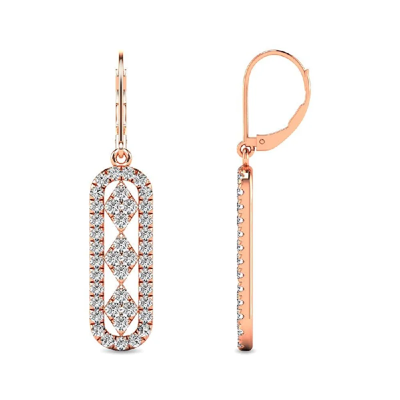 Large Circle Earrings-Diamond 7/8 ct tw Fashion Earrings in 10K Rose Gold