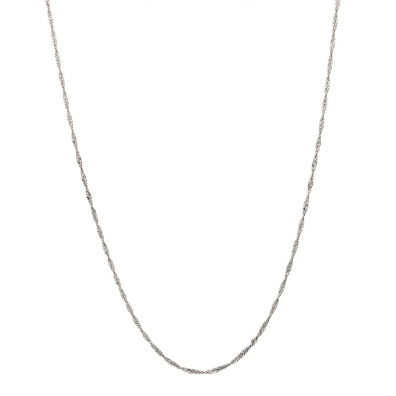 Elegant Sapphire Necklace for Weddings-White Gold Singapore Chain (14K)