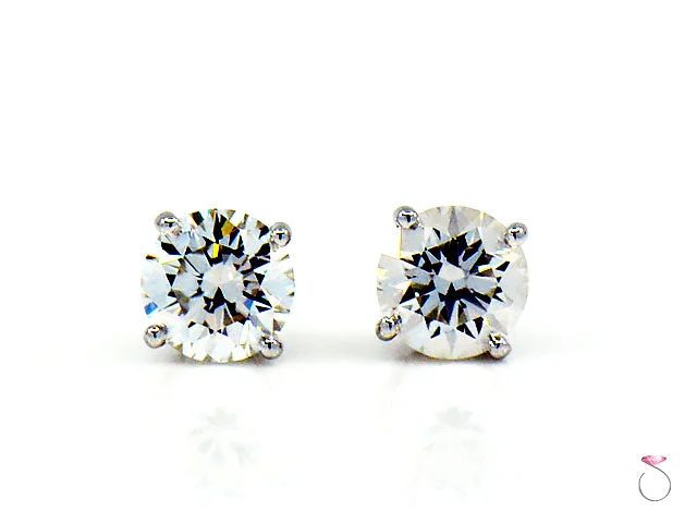 Vintage-Inspired Earrings for Women-2.33 Carat Diamond Stud Earrings, 1.17 ct. 1.16 ct. G, VS2 in 14K WG, With GIA report