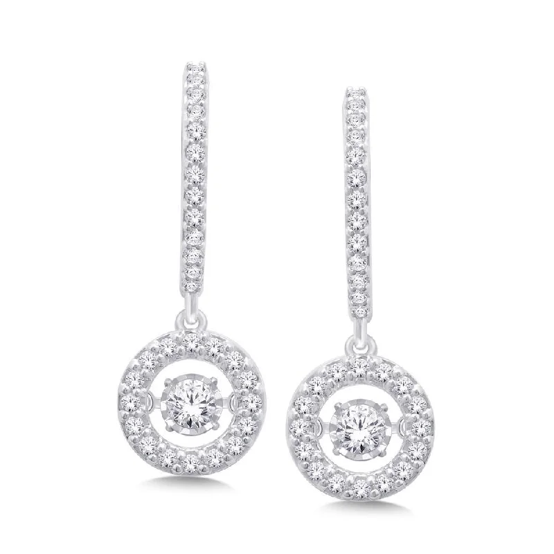 Luxury Earrings for Bridesmaids-14K White Gold Moving Diamond Earrings