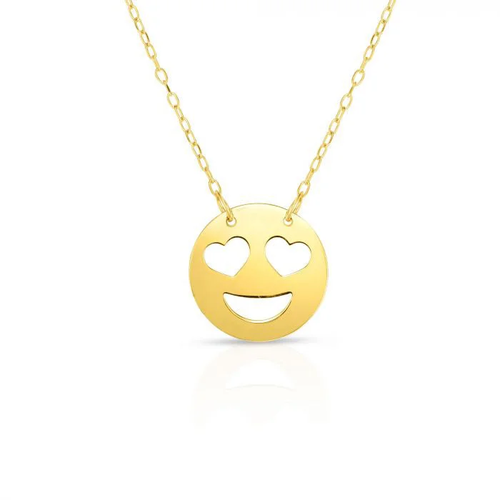 Adjustable Crystal Necklace for Versatility-Happy Face Necklace (14K)