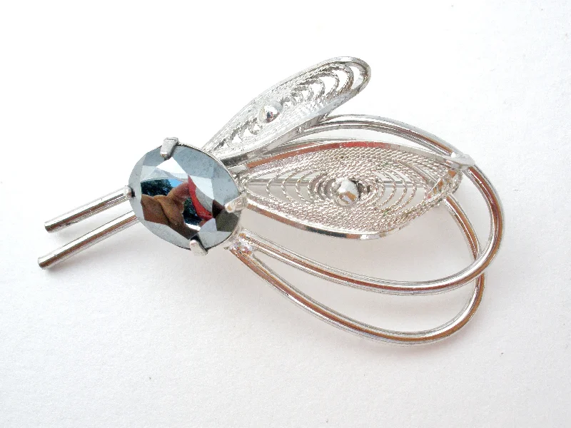 Modern Silver Brooch-Zeidell's Sterling Silver Hematite Brooch Pin