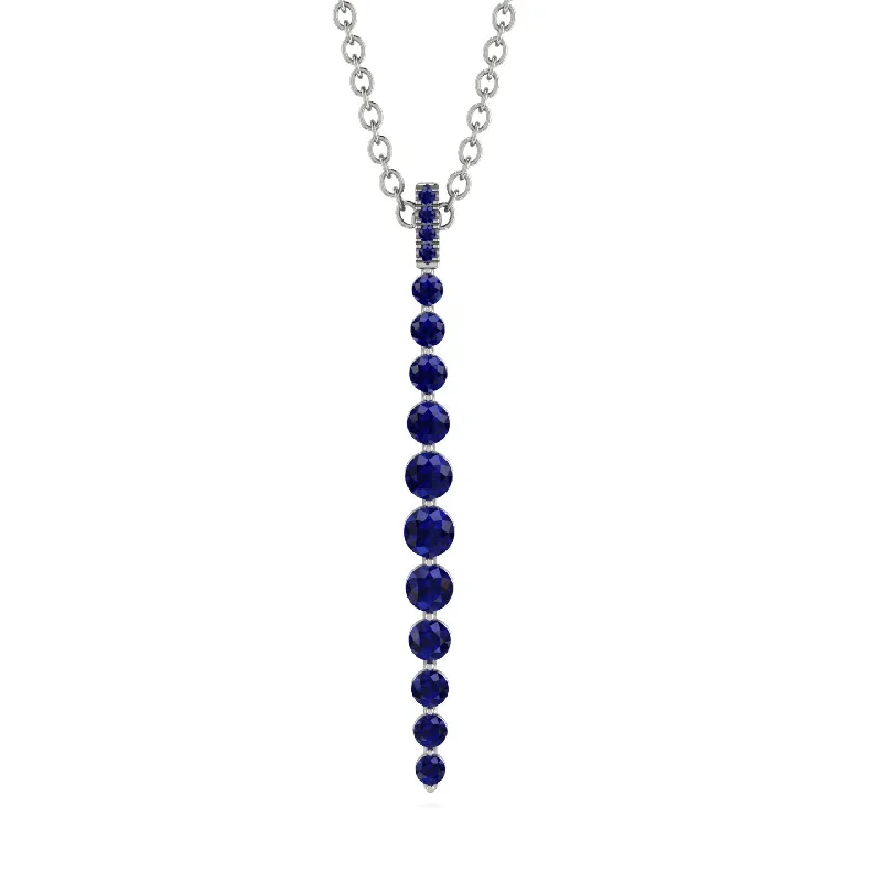 Simple Necklace with Gold Pendant for Brides-Tie Necklace Row Sapphire - Paris No. 15