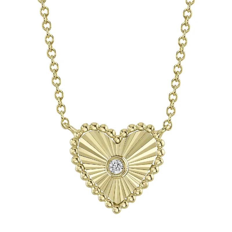 Layered Necklace with Pearls for Formal Look-14kt. Yellow gold Diamond Bezel Heart Necklace with 0.02ct TW Diamonds