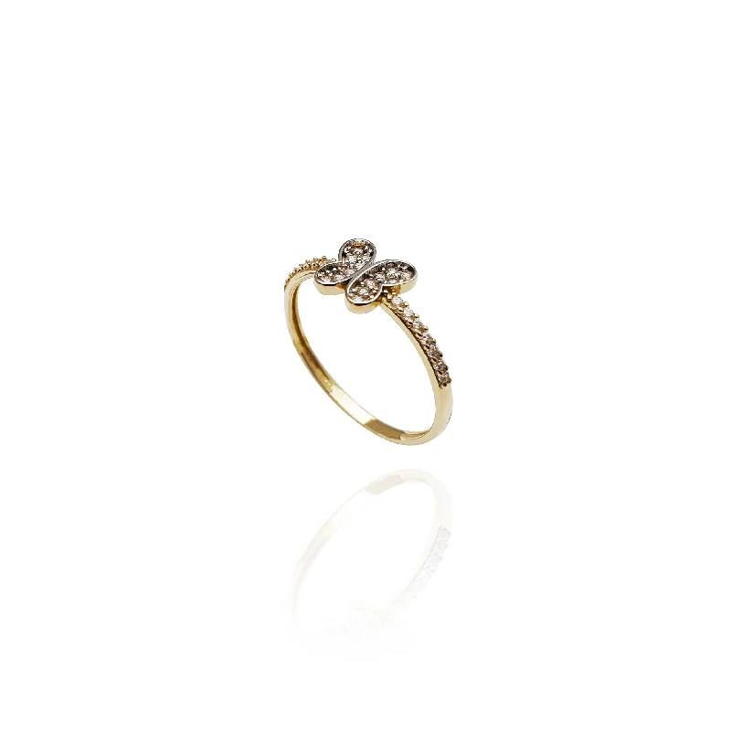 Classic Solitaire Diamond Ring for Proposal-Butterfly Thin CZ Ring (14K)