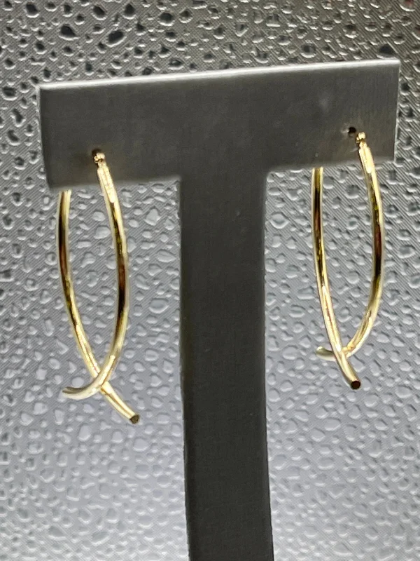 Layered Gold Drop Earrings-Ladies 14 Karat Solid Yellow Gold Hoop Earrings