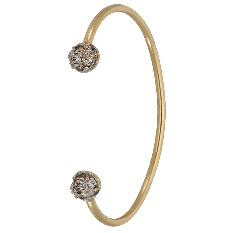 Simple Bangle Set with Gemstones for Casual Wear-9ct Gold Cubic Zirconia Torque Bangle