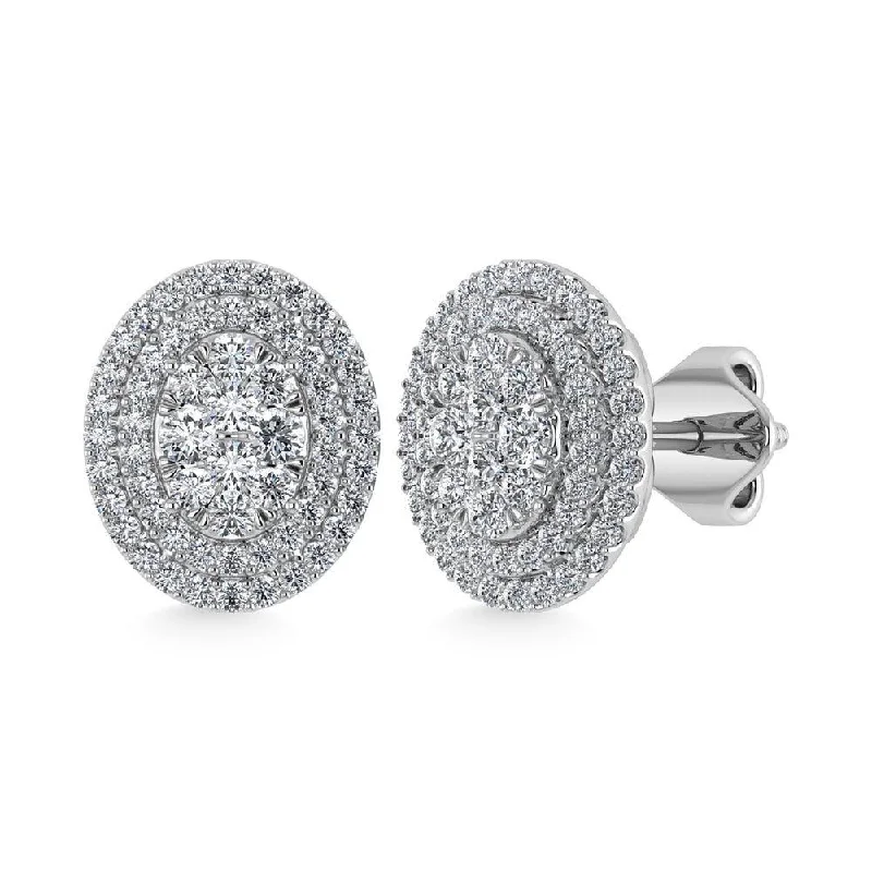 Art Deco Gold Earrings-Diamond 7/8 Ct.Tw. Fashion Earrings in 10K White Gold