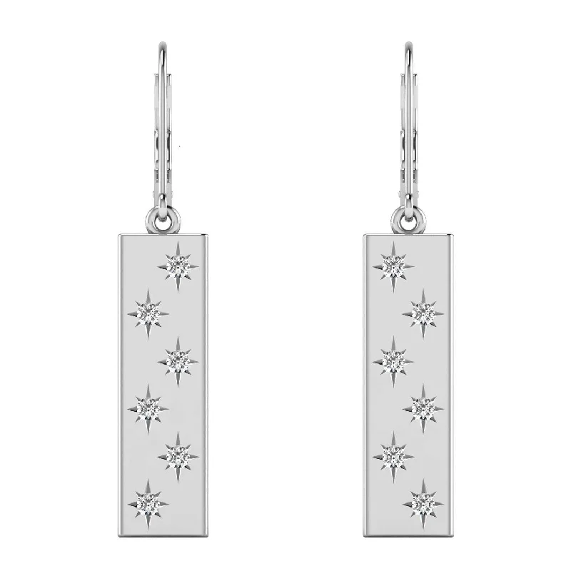 Chunky Gold Earrings-Diamond 1/5 ct tw Bar Earrings in 14K White Gold