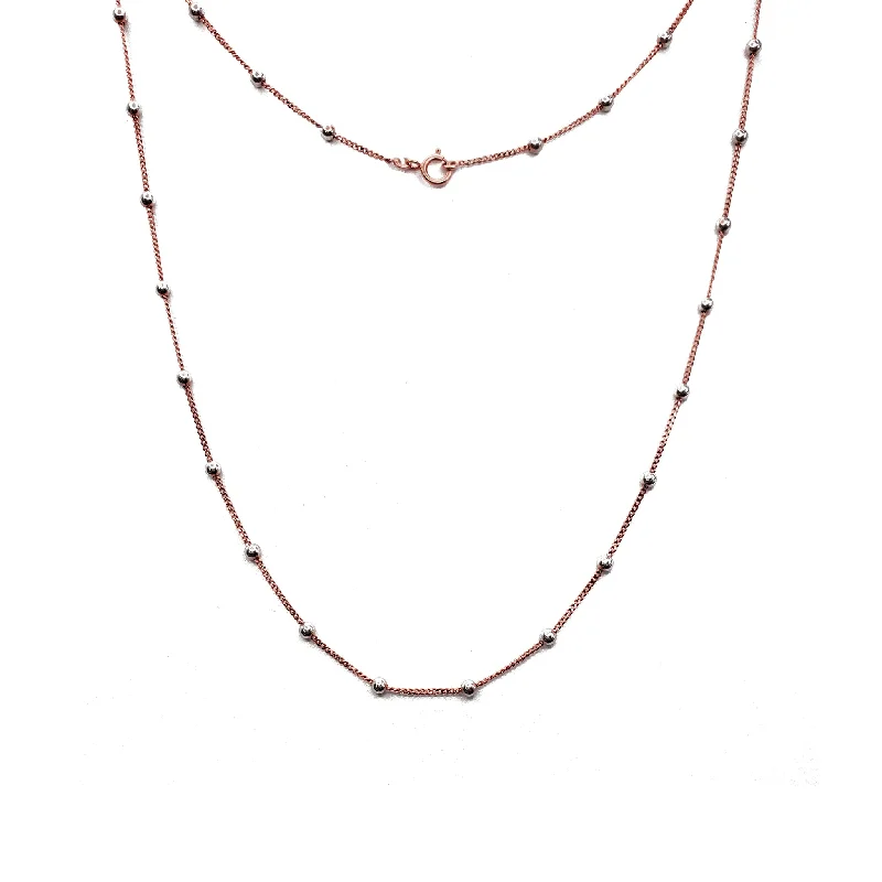 Statement Necklace with Large Gemstones-Cuban and Beads Rose Necklace (14K)