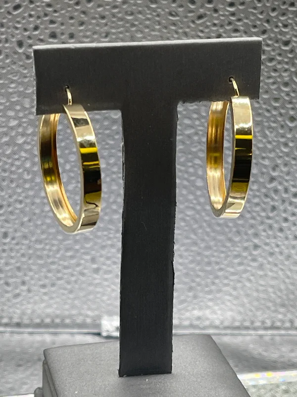 Extra Long Dangle Earrings-Ladies 10 Karat Solid Yellow Gold Hoop Earrings