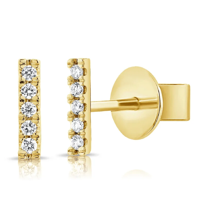 Luxurious Gold Drop Earrings-Geometric Mini Diamond Stud Bar Earrings