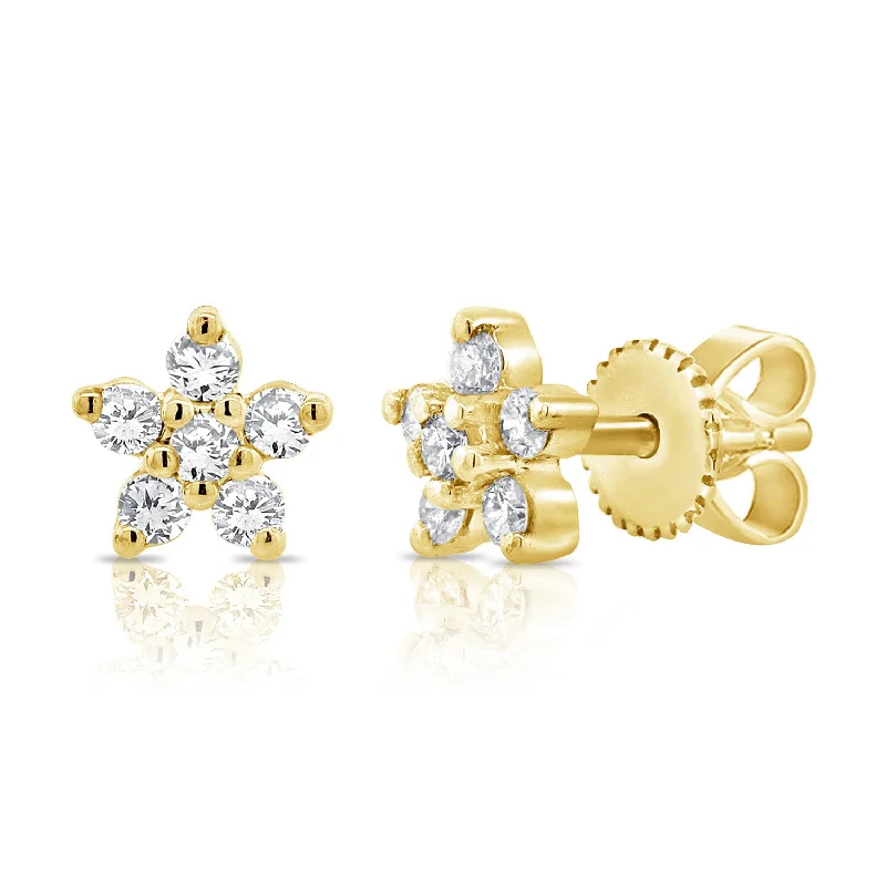 Trendy Silver Earrings-Diamond Star Stud Earrings made in 14K Gold