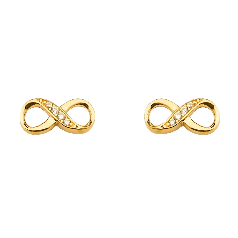 Simple Hoop Earrings for Women-14K Infinity CZ Earrings