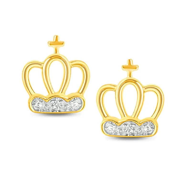 Pearl Chandelier Earrings-Diamond 1/50 Ct.Tw. Royal Crown Earrings in 10K Yellow Gold