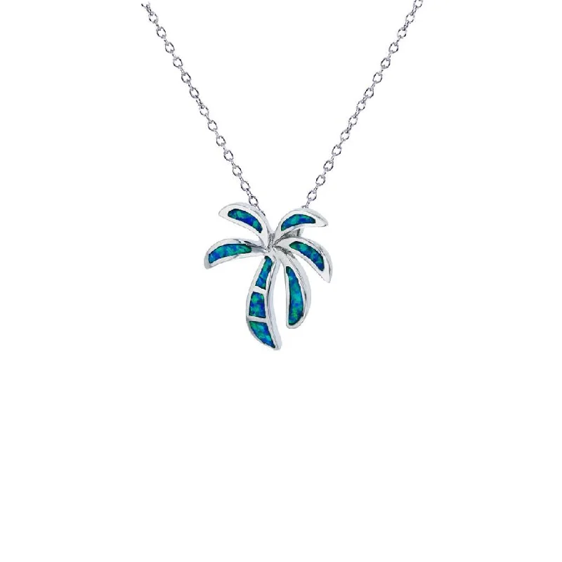 Luxury Pearl Necklace for Bridesmaid Gifts-Palm Trees Necklace (Silver)