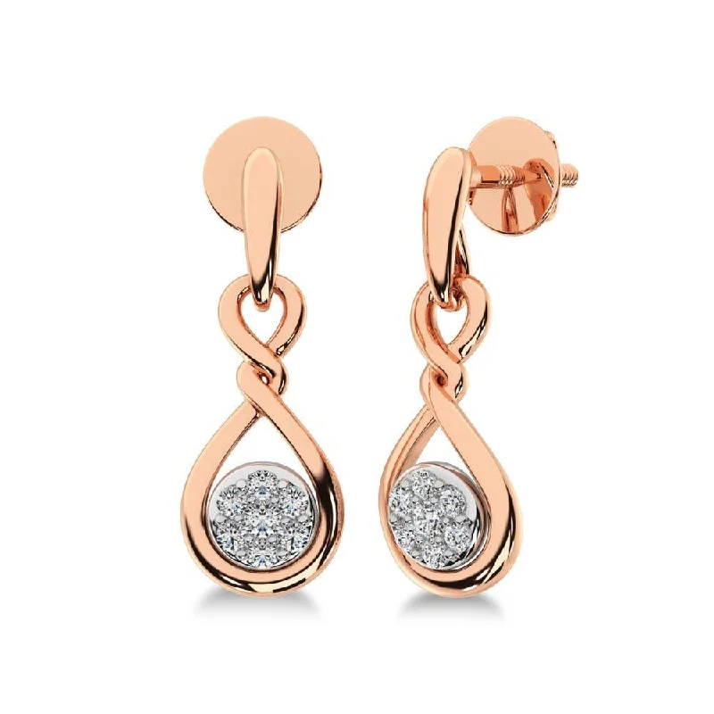 Luxury Drop Earrings-10K Rose Gold 1/4 Ct.Tw. Diamond Danglers Earrings