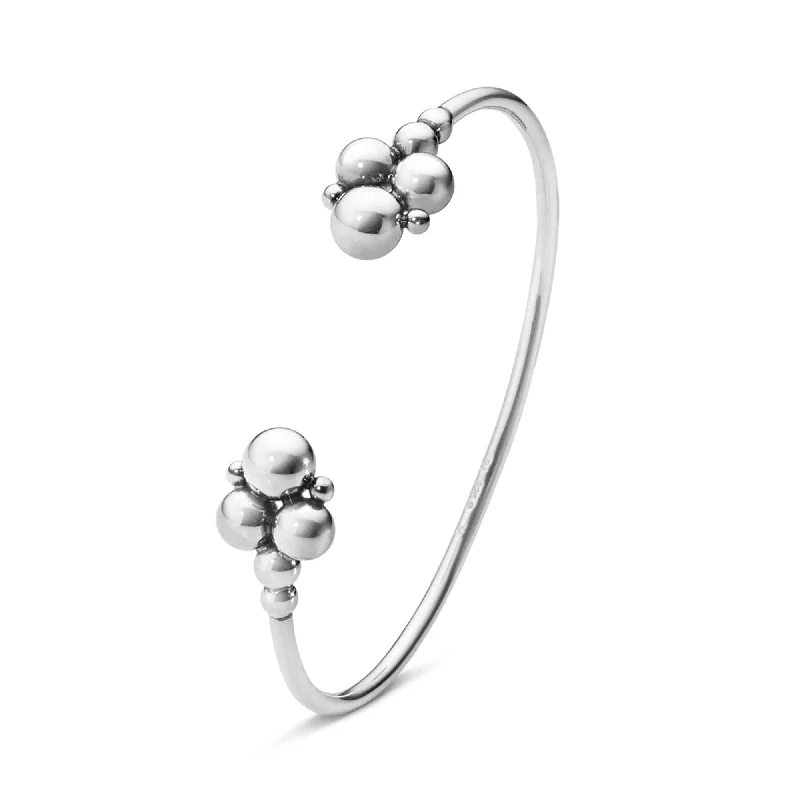 Customizable Stackable Bangles for Casual Events-Moonlight Grapes Silver Torque Bangle