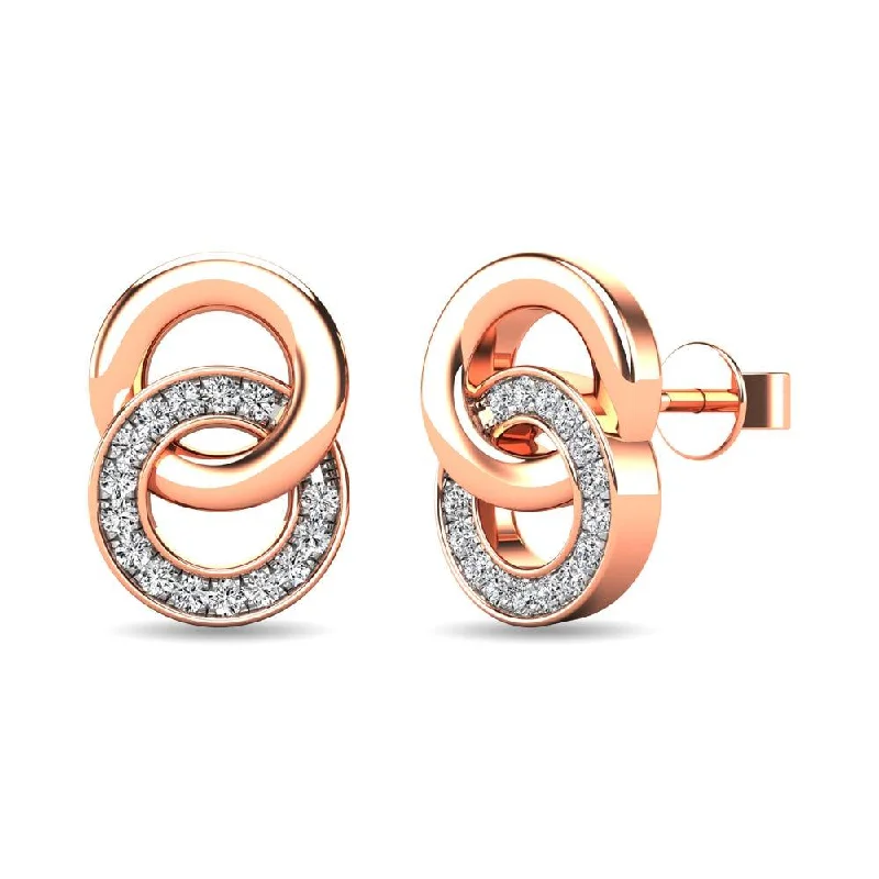 Polished Silver Earrings-Diamond 1/10 ct tw Circle Earrings in 10K Rose Gold