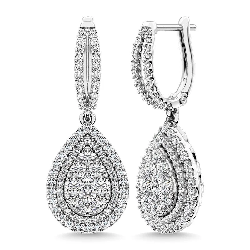 Small Drop Earrings for Work-Diamond 2 Ct.Tw. Danglers Earrings in 14K White Gold