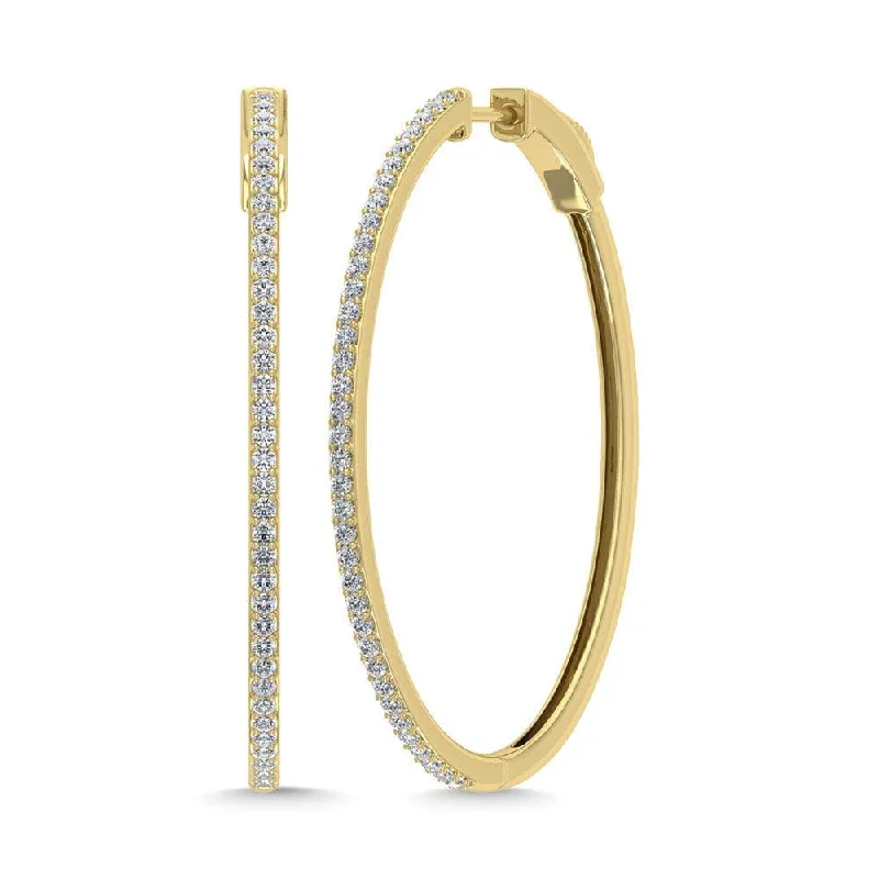 Simple Hoop Earrings for Teens-Diamond  1 1/3 Ct.Tw. Hoop Earrings in 10K Yellow Gold