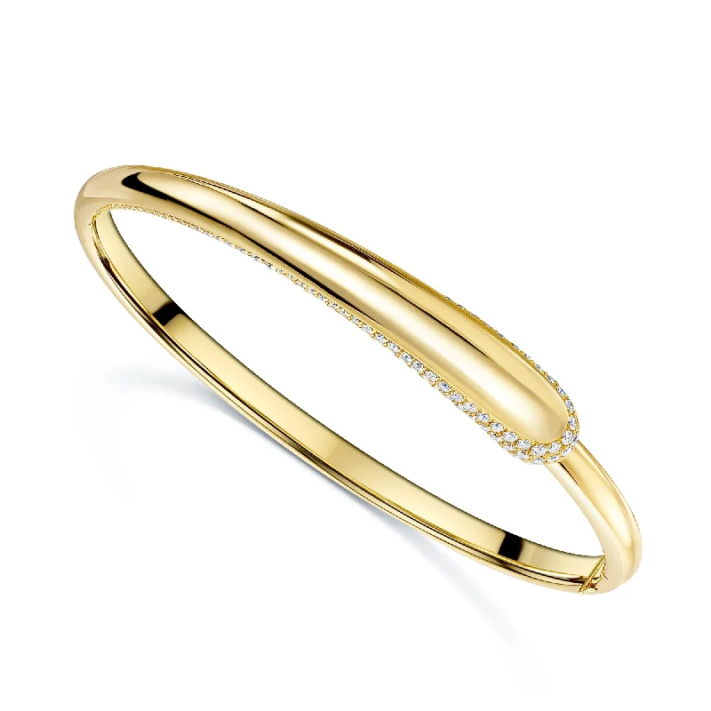 Customizable Charm Bangles for Bridal Party-Ember Collection 18ct Yellow Gold Diamond Pave Set Bangle