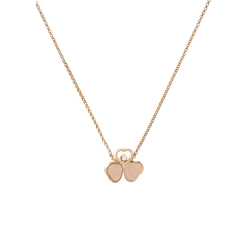 Designer Necklace with Colored Gemstones-18Kt Rose Gold Happy Hearts Wings Pendant Necklace