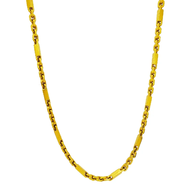 Elegant Black Diamond Necklace-Square Barrel Cable Chain (24K)